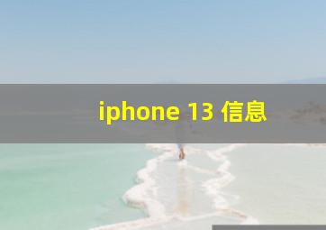 iphone 13 信息